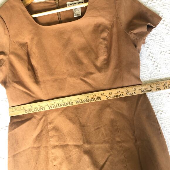Carol Horn Vintage Sheath Linen Blend Dress Sz 10 Petite Brown 90s Minimalist - Picture 7 of 11